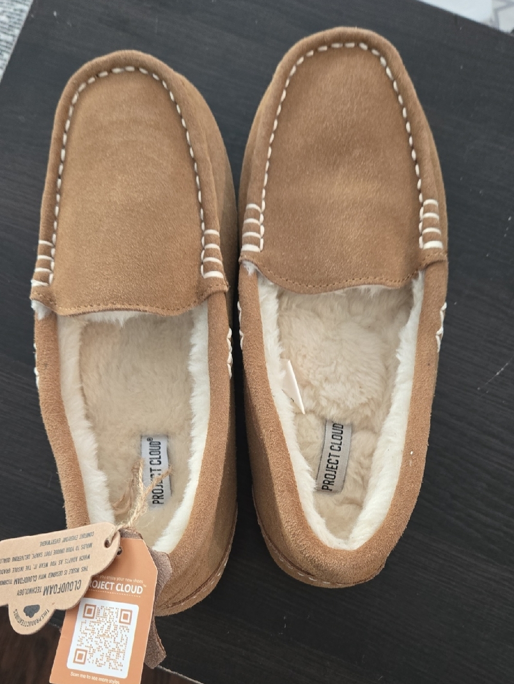 Project Cloud Women's Tan Suede Moccasin Slippers